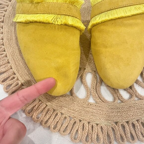 Birdies The Ani Marigold Yellow Fringe Suede Mule Slides Size 10.5 - Picture 4 of 9
